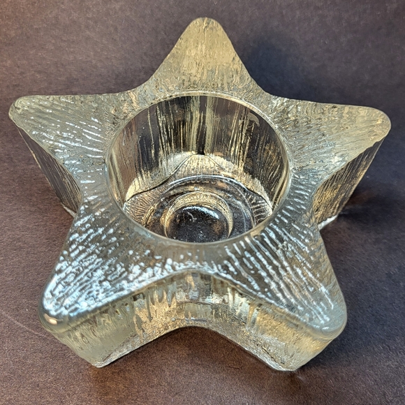 Avon Star Shape CANDLE HOLDER Starbright Textured Heavy Glass Tea Light Votive - Picture 11 of 12